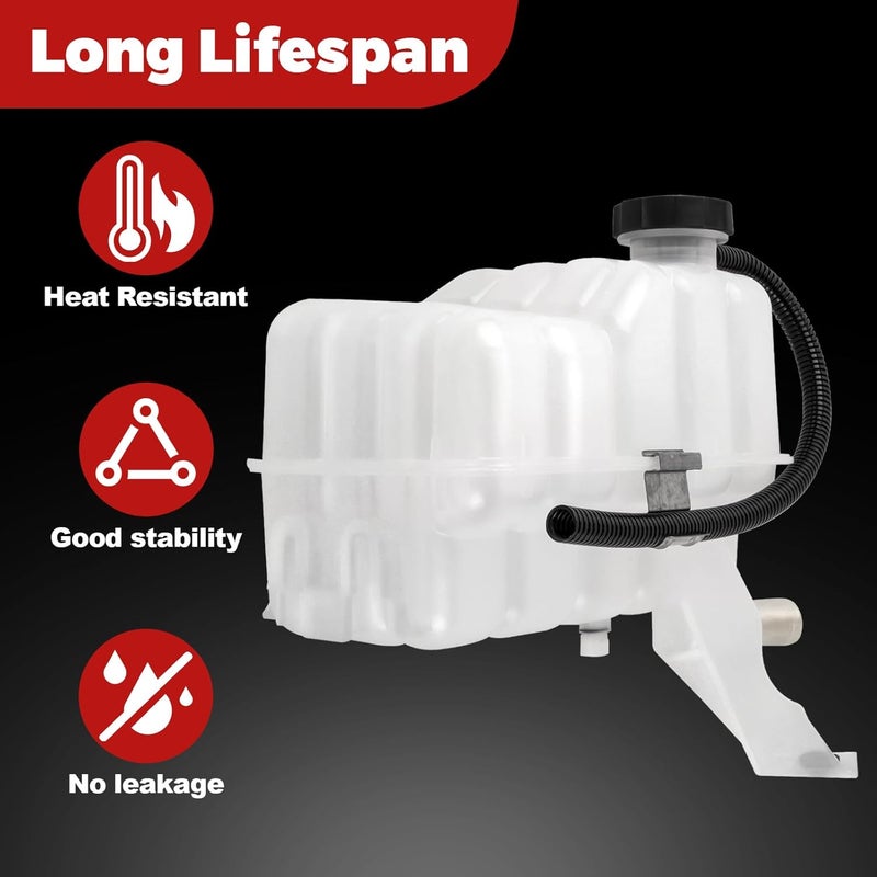 PYHAUTO Coolant Reservoir Tank with Sensor and Cap Coolant Overflow Tank Compatible with Yukon Tahoe Escalade Silverado Sierra Suburban Avalanche H2 Radiator Overflow Tank Replace 15203949 603102 - Image 3